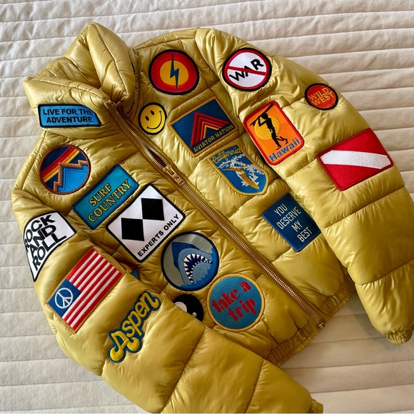 NWT - Aviator Nation - Vintage Patch Apres Puffer Jacket - Honey Glossy - Picture 4 of 6